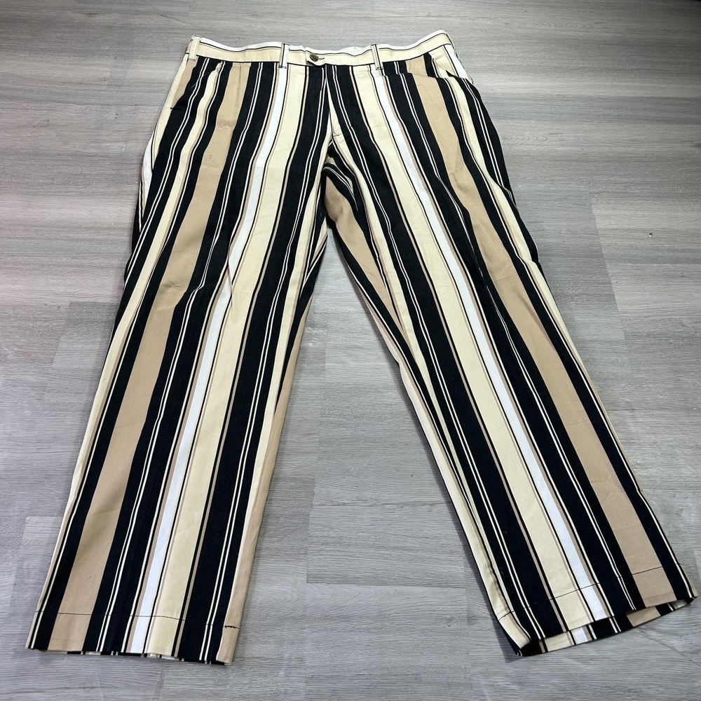 Loudmouth‎ Golf Pants Mens 38x34 Multicolor Stripe Pleated Straight Golf Casual